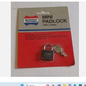 Vintage Mini Padlock American Tourister Die Cast Construction NIP with Keys 1991